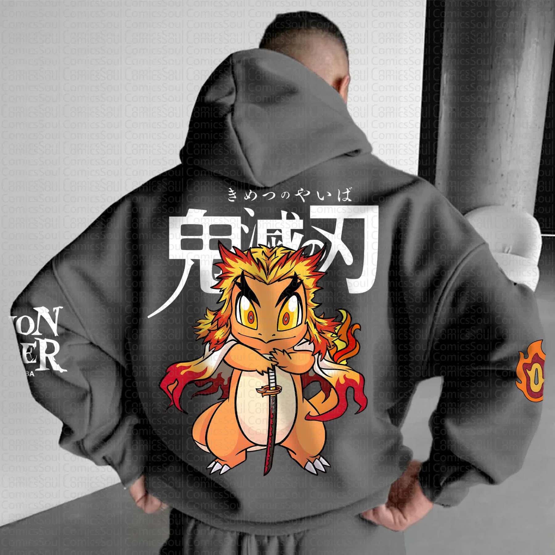 Unisex Anime Graphic Streetwear Vintage Hoodie丨Demon Slayer X Pokémon