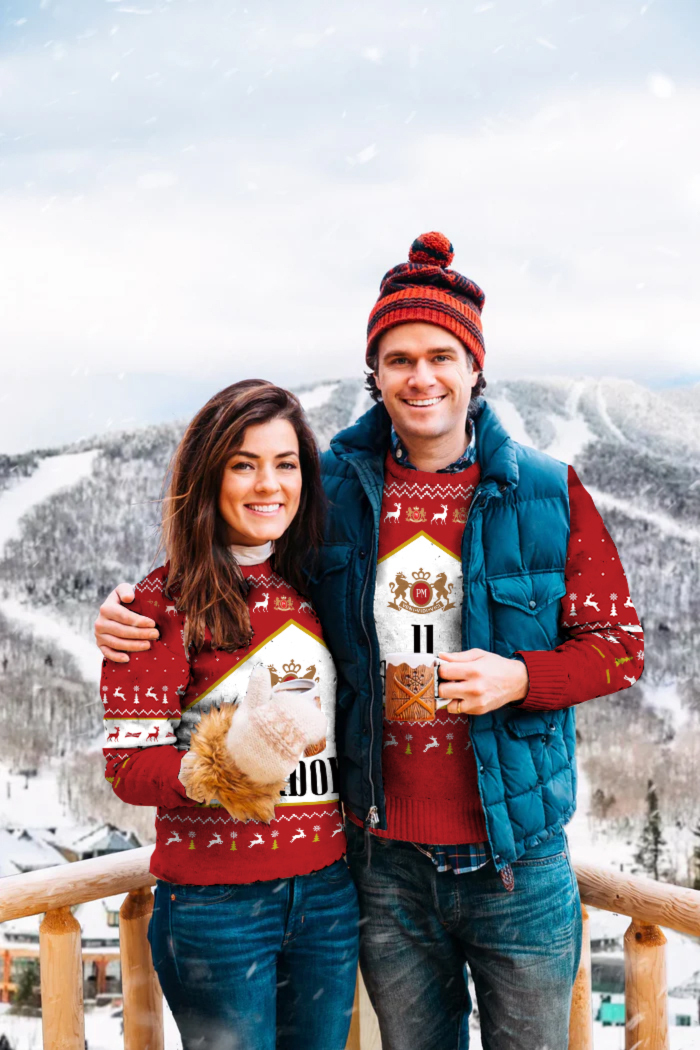 Unisex Christmas 1/4 Zip Stand Fleece Collar Thick Sweatshirt & Sweatpant