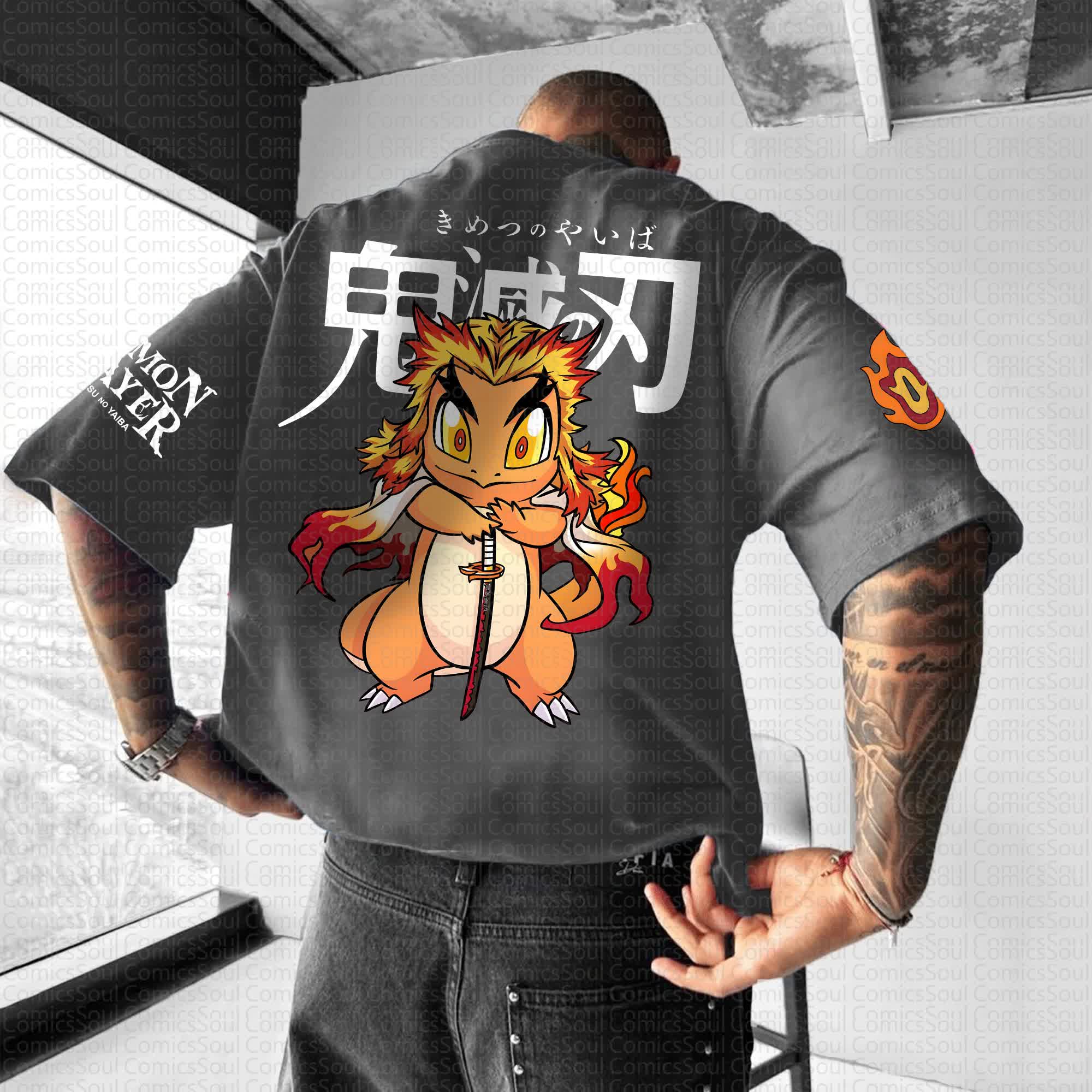 Unisex Anime Inspired Vintage T-Shirt丨Demon Slayer X Pokémon