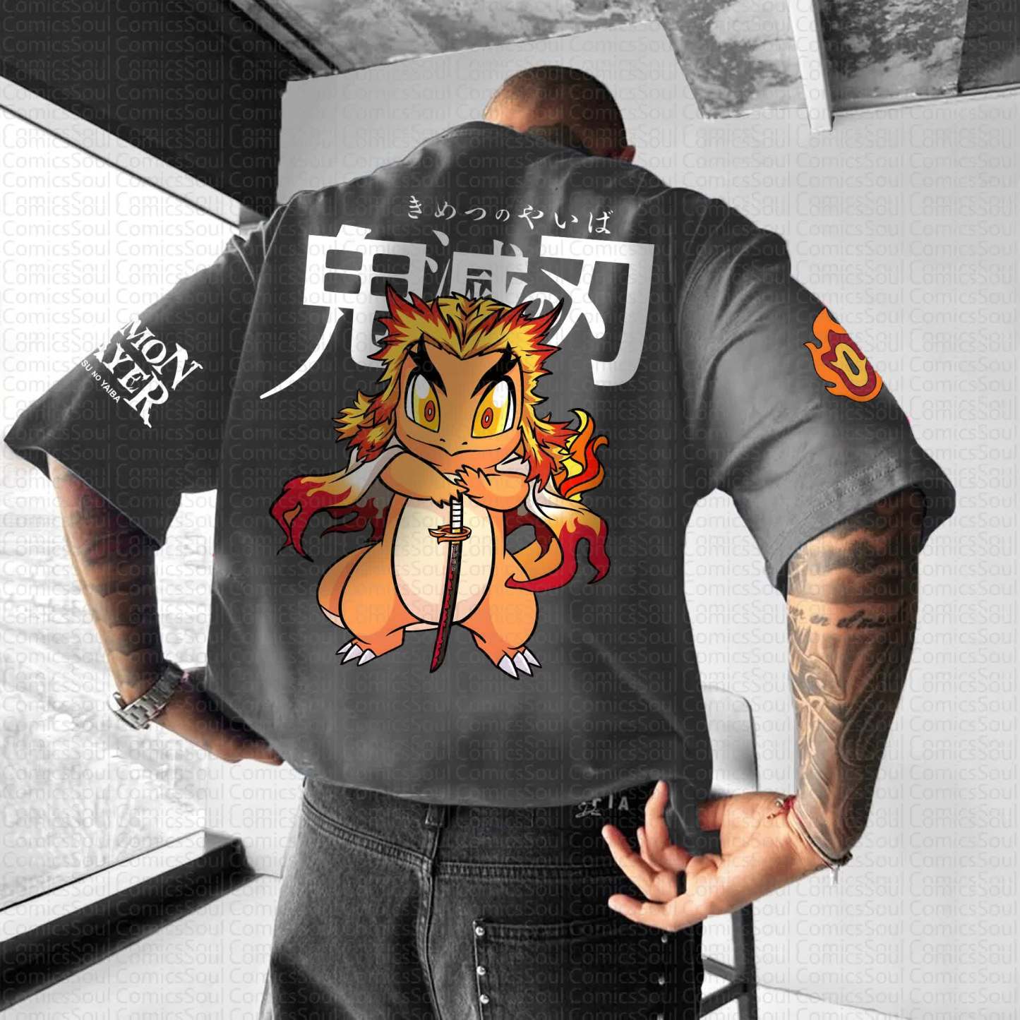 Unisex Anime Inspired Vintage T-Shirt丨Demon Slayer X Pokémon