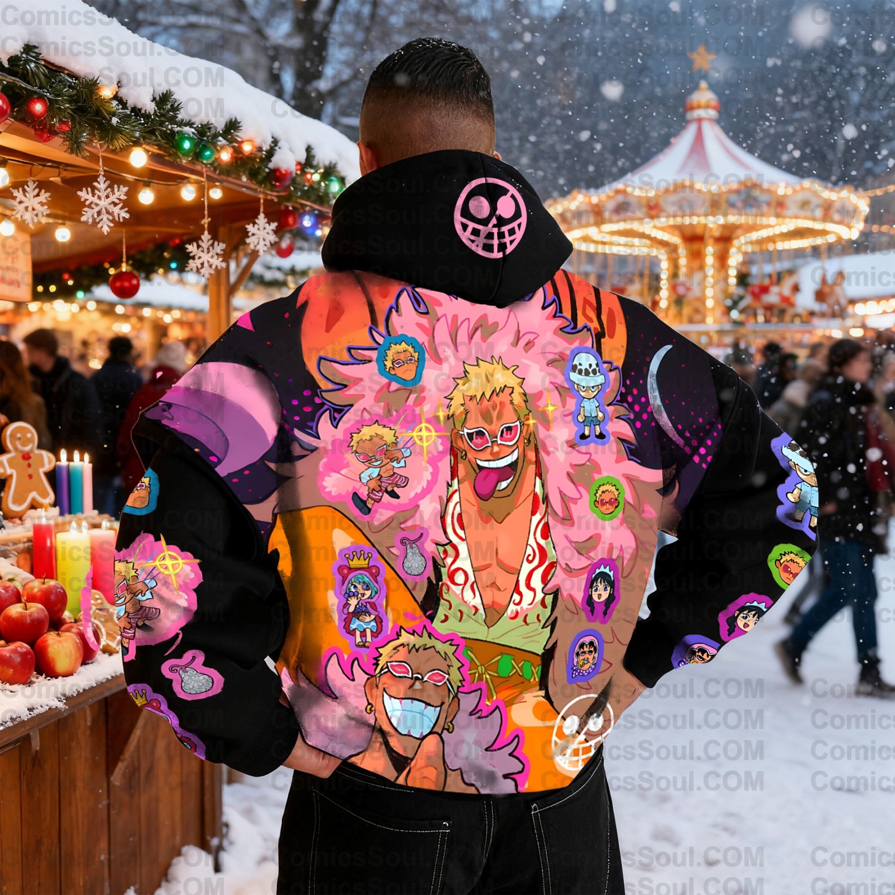 Plus Velvet Unisex Anime Graphic Streetwear Vintage Hoodie