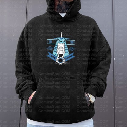 Vintage 3D Direct Inkjet Printed Washed Unisex Plush Hoodie
