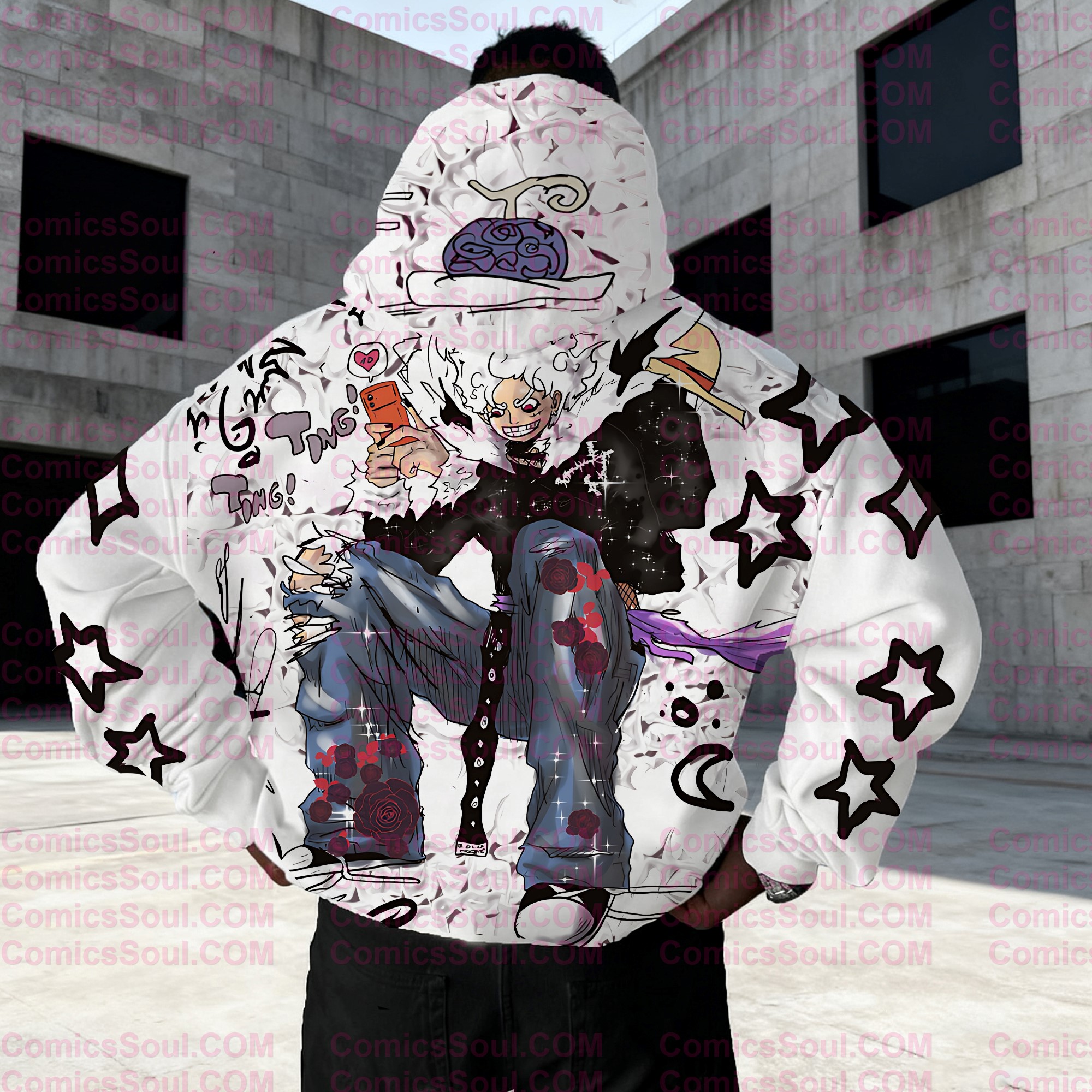 plus velvetUnisex Anime Graphic Streetwear Vintage Hoodie