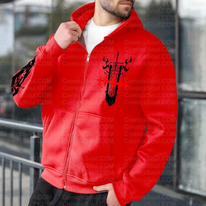 Unisex Graphic Streetwear Vintage Zipper Cardigan Plush Hoodie