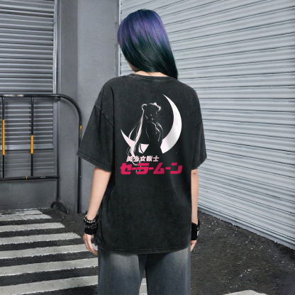 "Sailor Moon" Anime Vintage High Quality Washed T-Shirt
