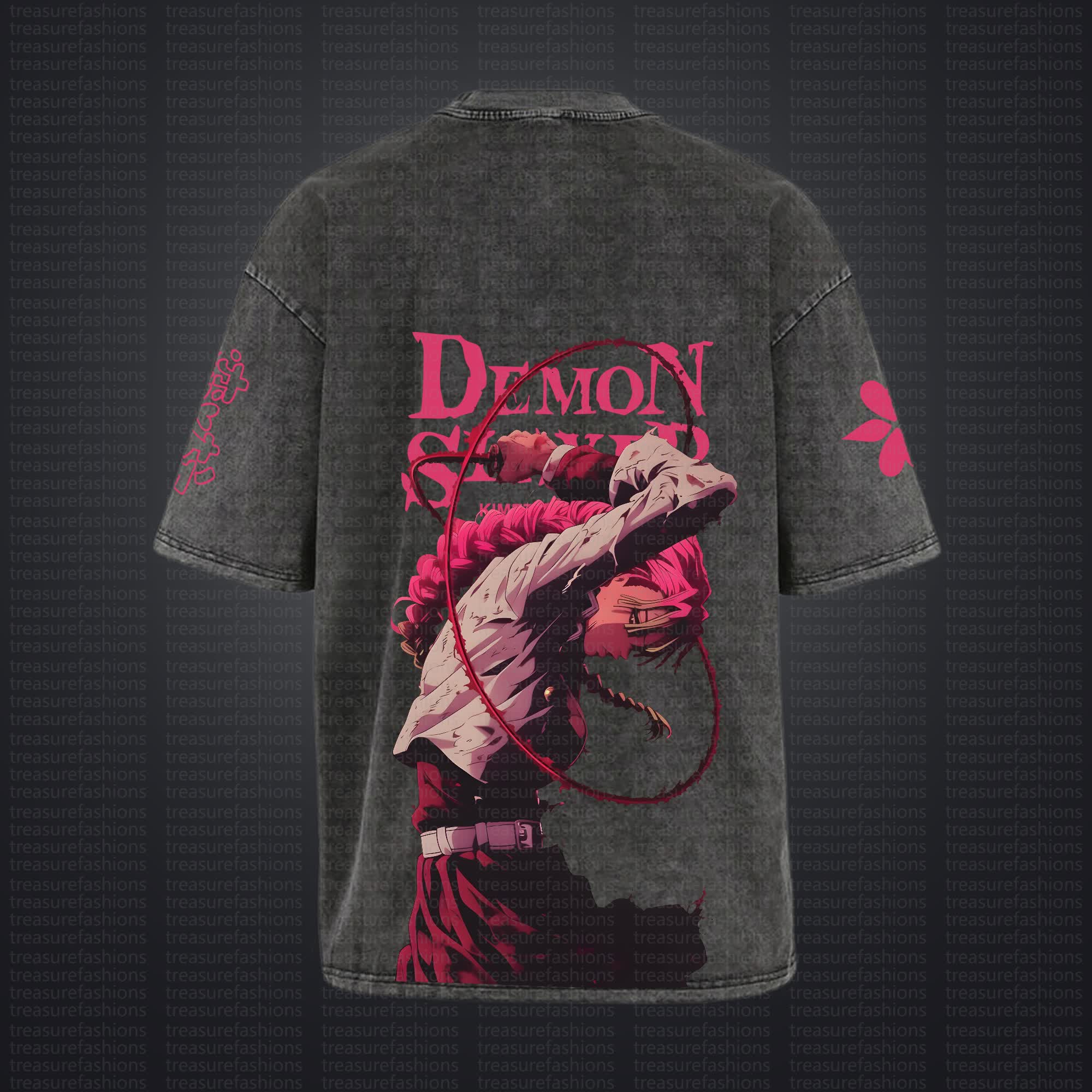 Unisex "Demon Slayer" Anime Style Vintage Washed T-Shirt