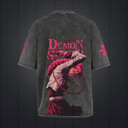 Unisex "Demon Slayer" Anime Style Vintage Washed T-Shirt