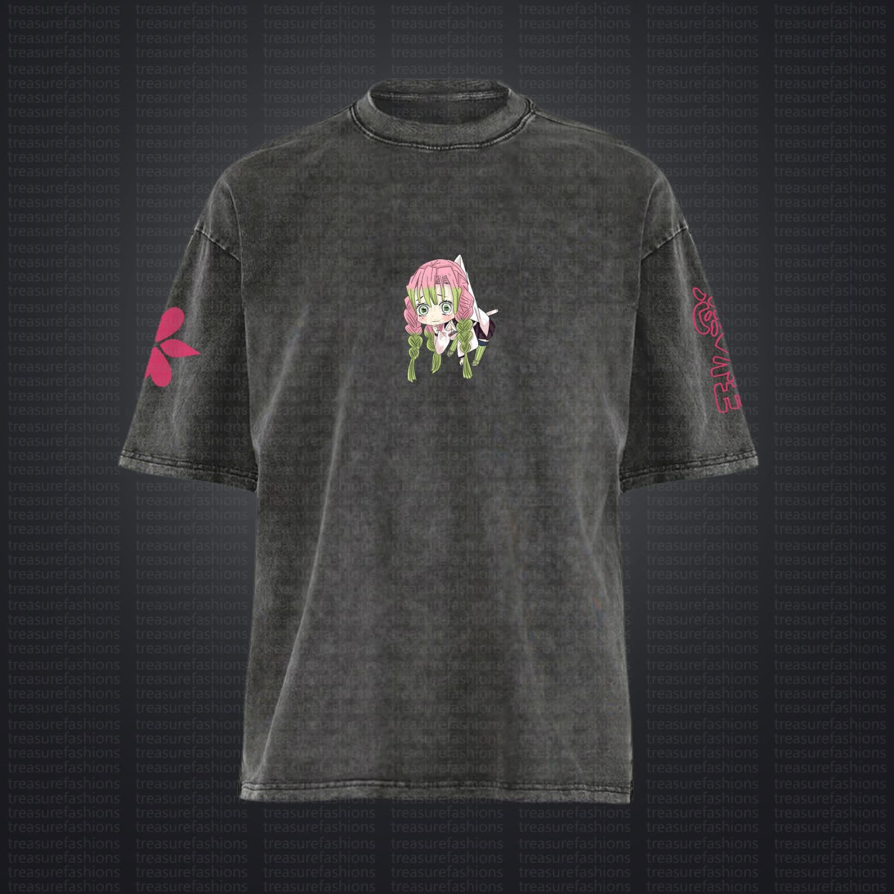 Unisex "Demon Slayer" Anime Style Vintage Washed T-Shirt