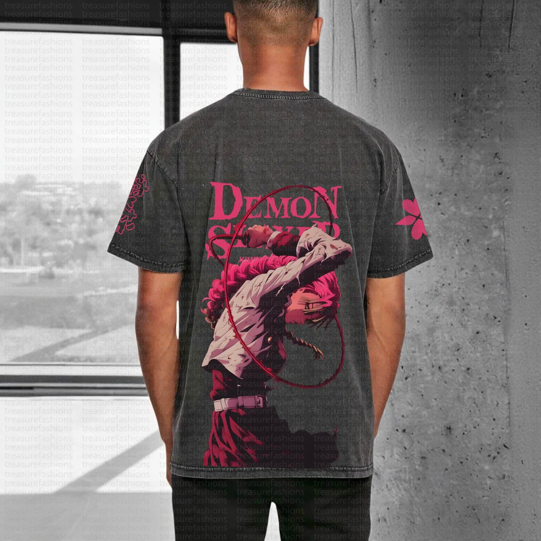 Unisex "Demon Slayer" Anime Style Vintage Washed T-Shirt
