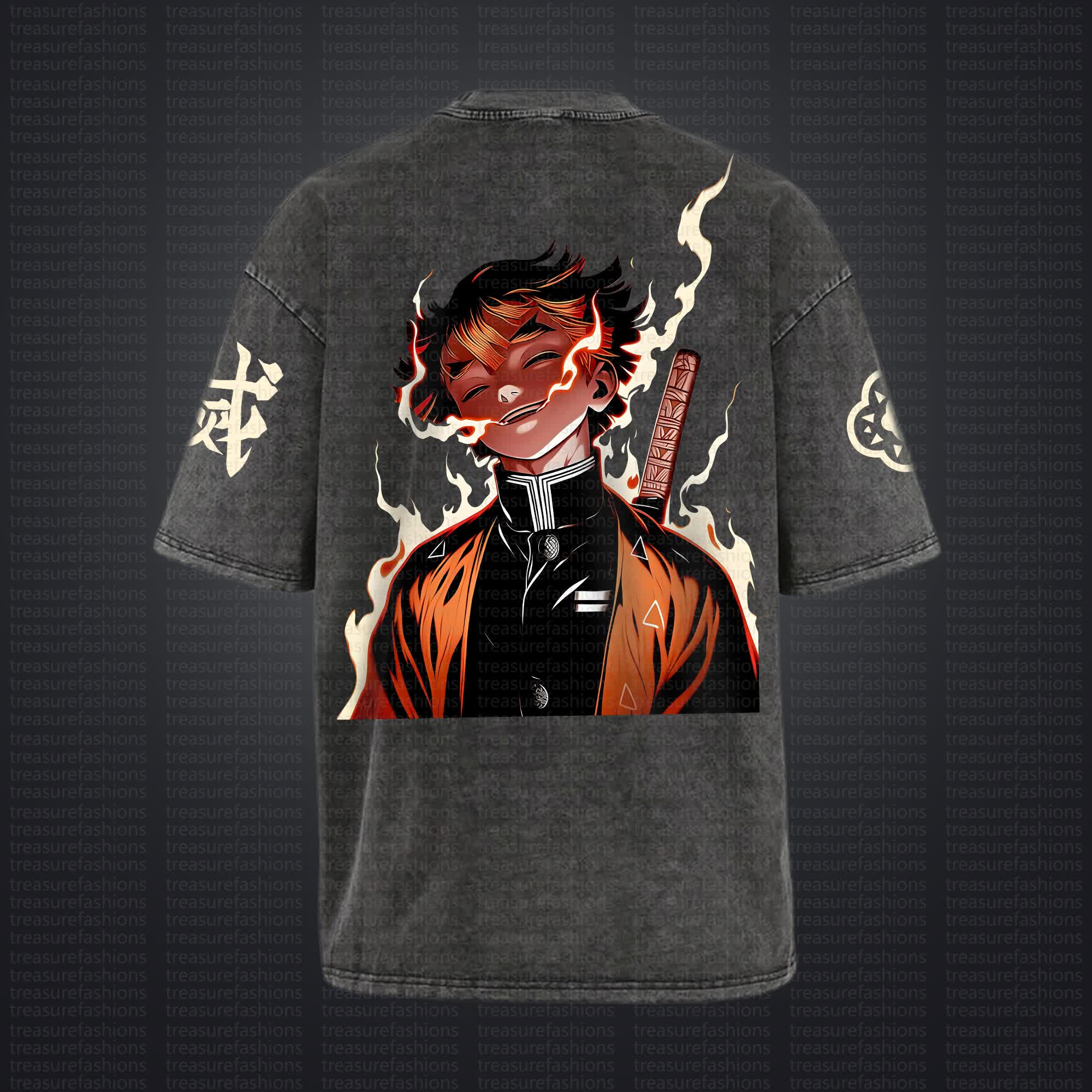 Unisex "Demon Slayer" Anime Style Vintage Washed T-Shirt