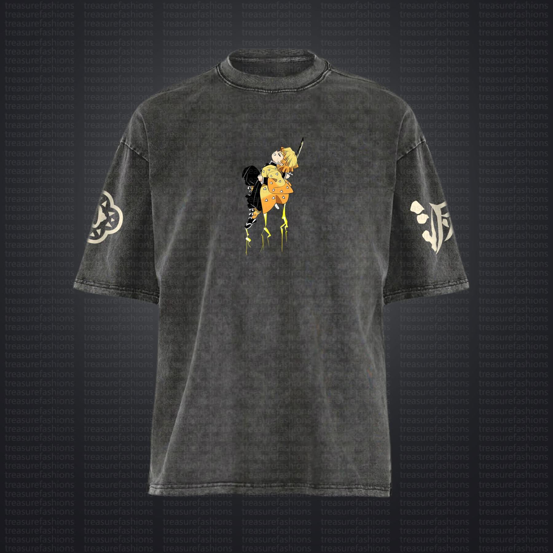 Unisex "Demon Slayer" Anime Style Vintage Washed T-Shirt