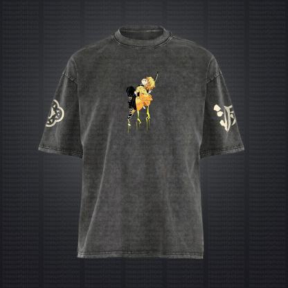 Unisex "Demon Slayer" Anime Style Vintage Washed T-Shirt