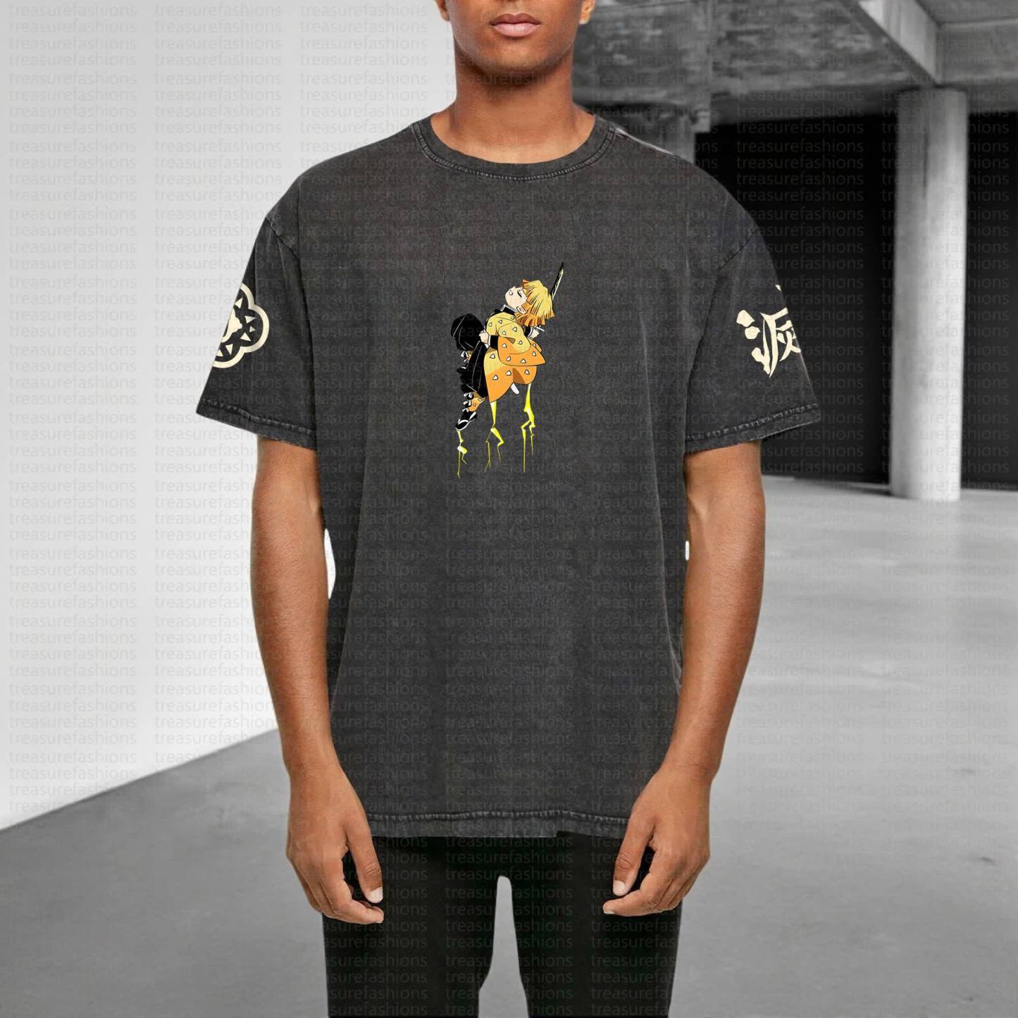 Unisex "Demon Slayer" Anime Style Vintage Washed T-Shirt