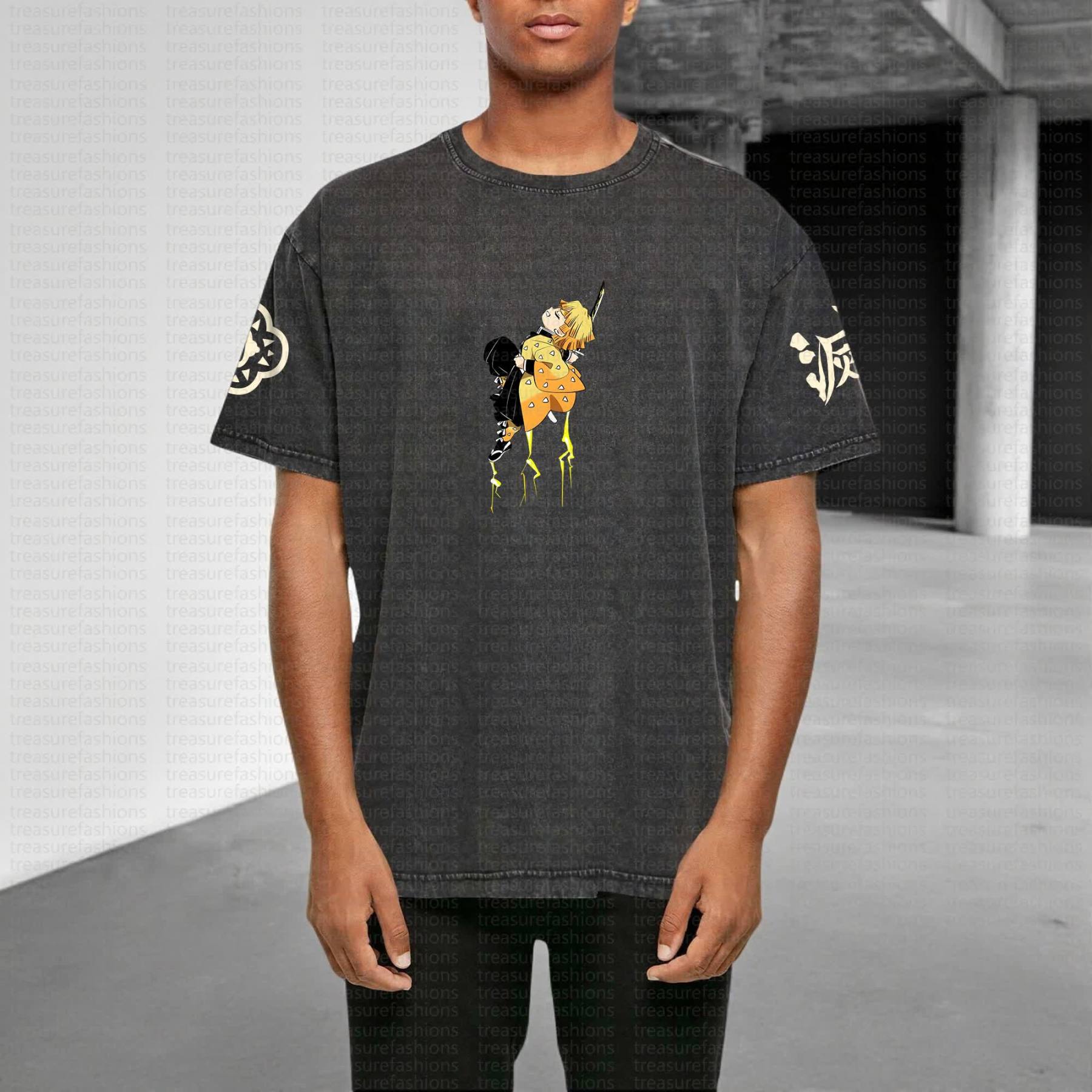 Unisex "Demon Slayer" Anime Style Vintage Washed T-Shirt