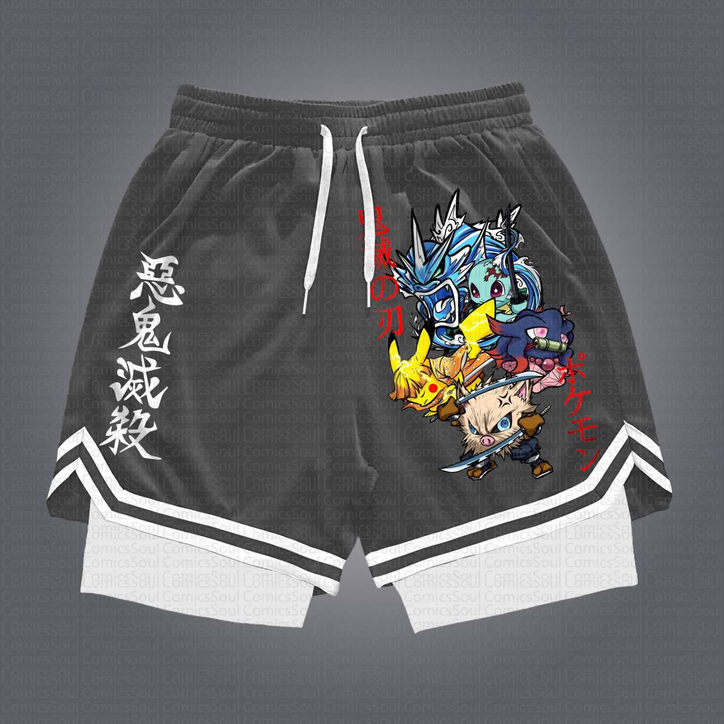 Unisex Casual Anime Streetwear Shorts 丨Demon Slayer X Pokémon
