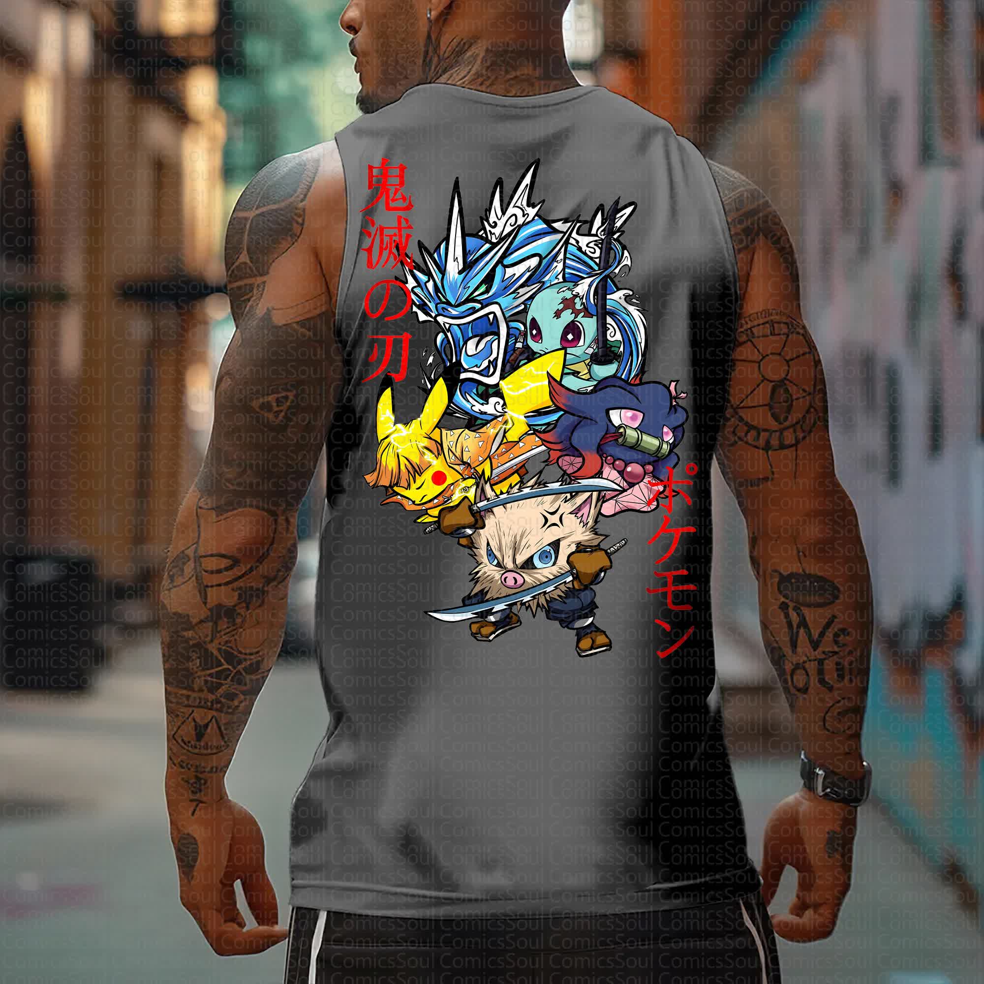 Unisex “Demon Slayer X Pokémon” Casual Anime  Tank Top