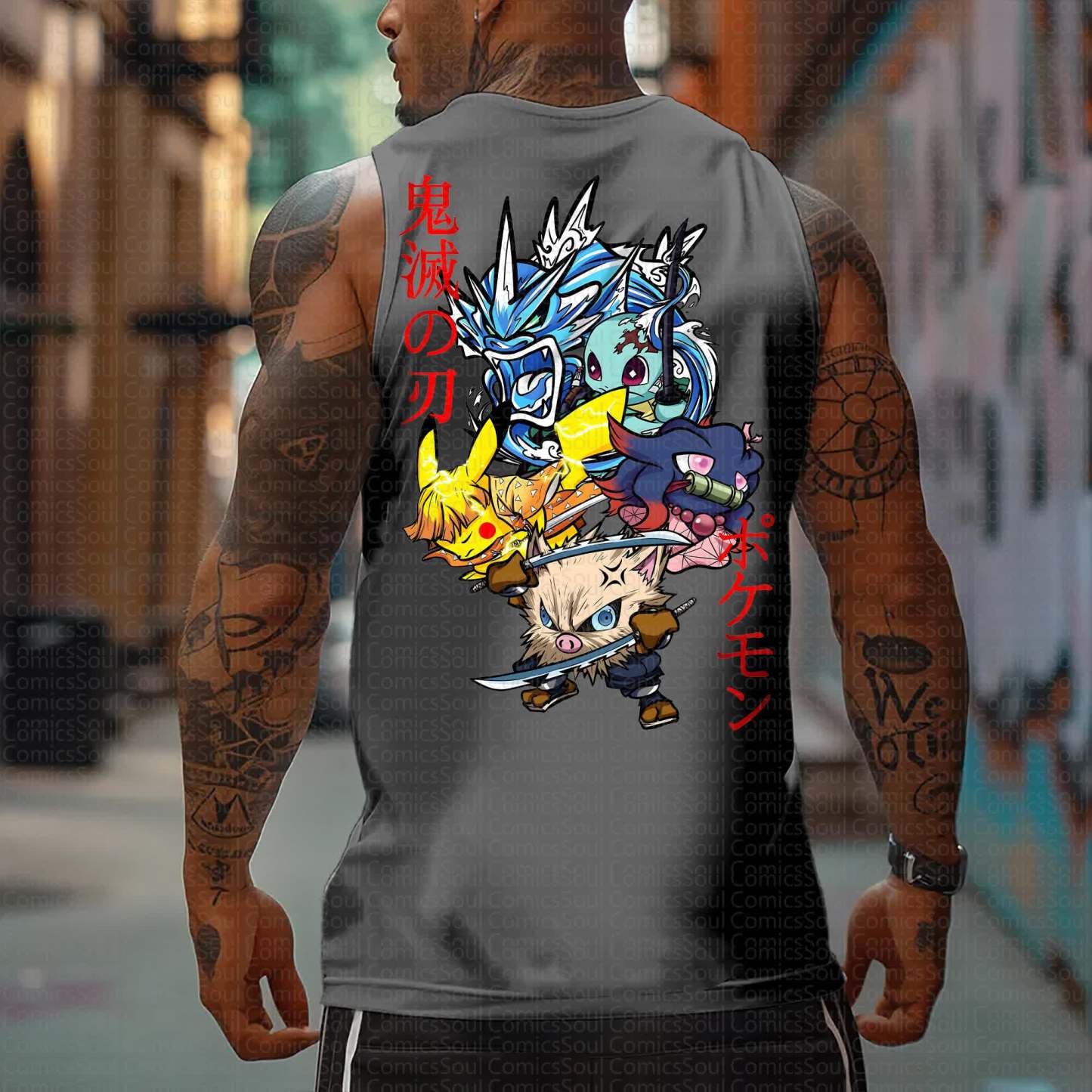Unisex “Demon Slayer X Pokémon” Casual Anime  Tank Top
