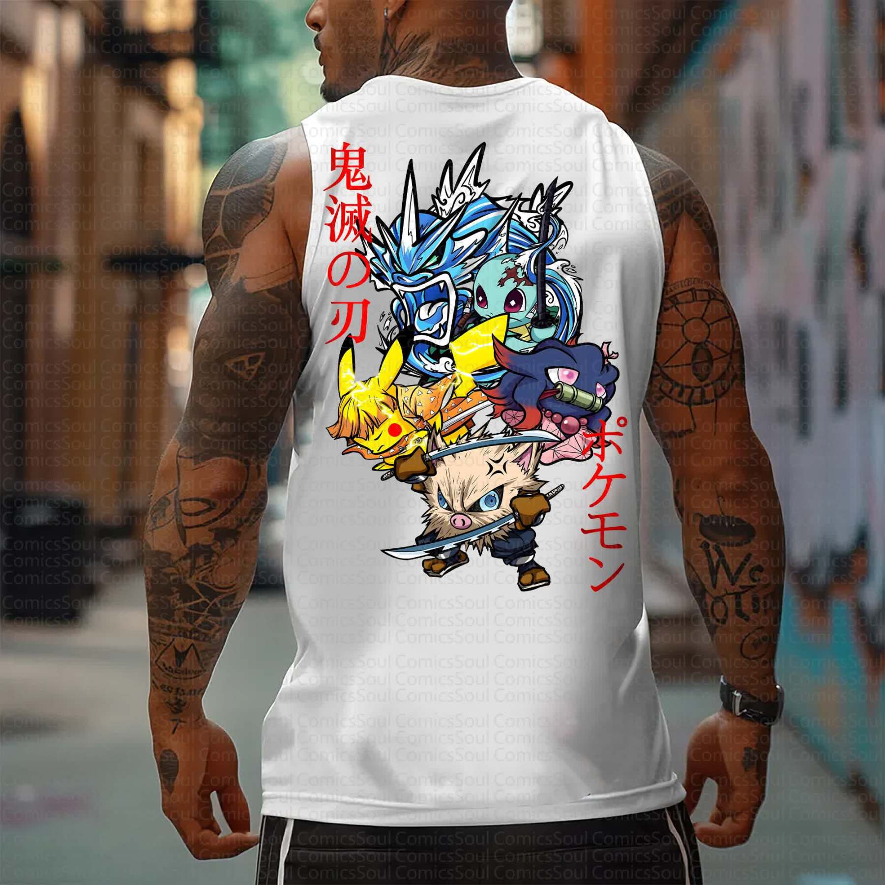 Unisex “Demon Slayer X Pokémon” Casual Anime Tank Top