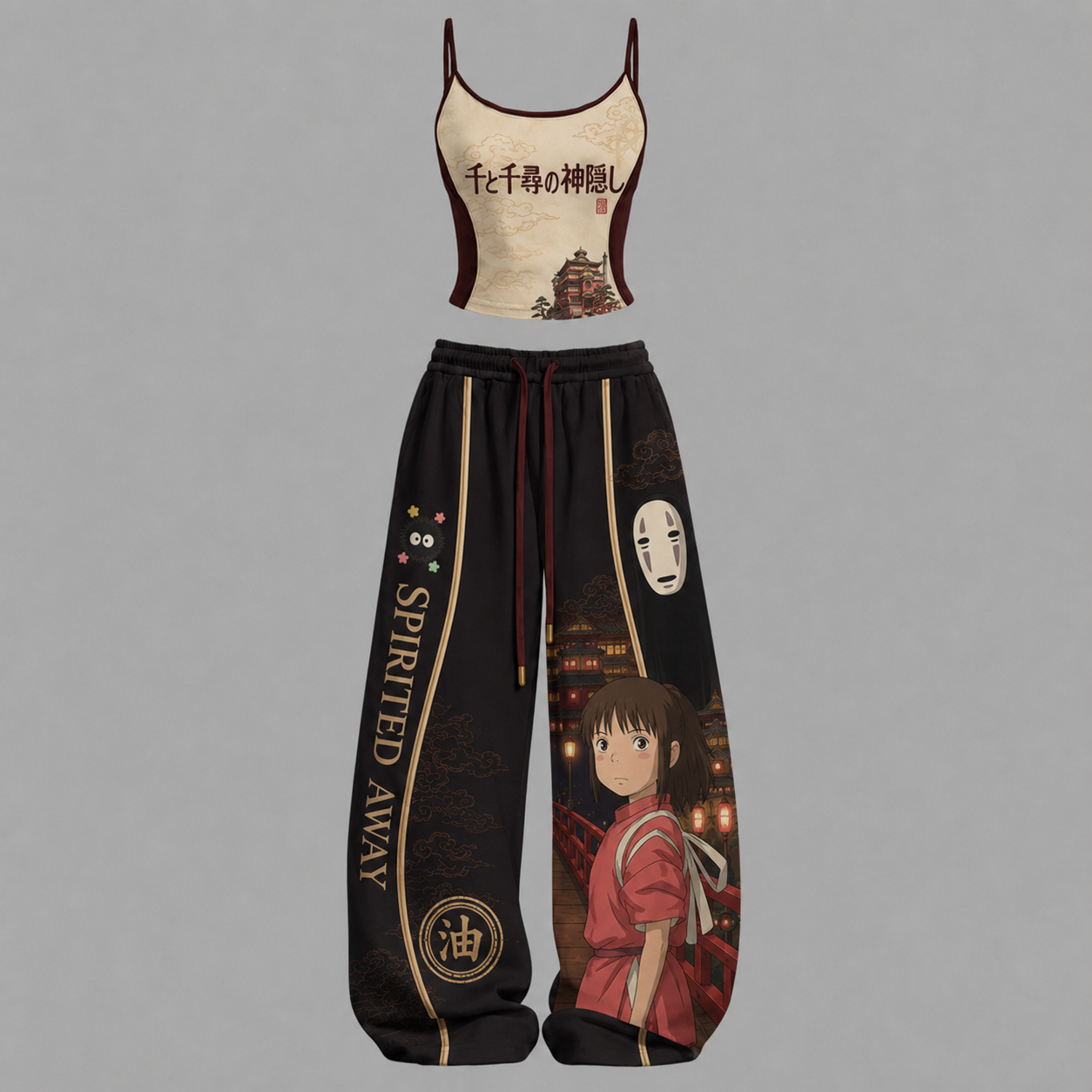 Spirited Away-Top & Elasticated Trousers Two-Piece Set