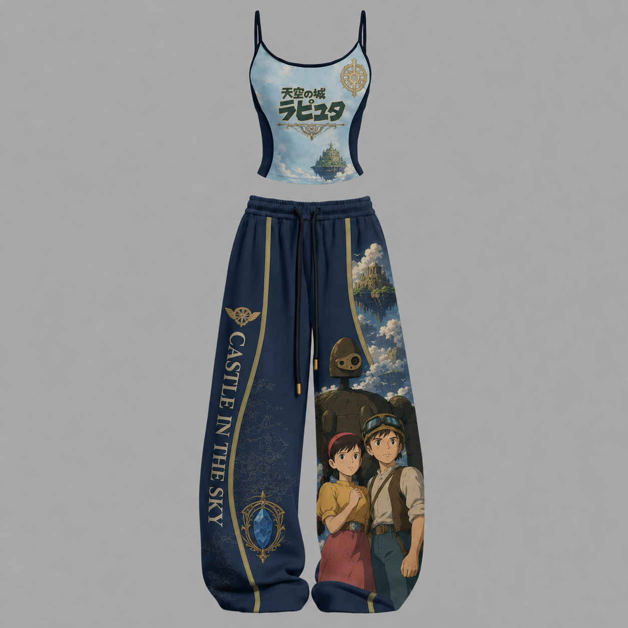 Castle in the Sky-Top & Elasticated Trousers Two-Piece Set