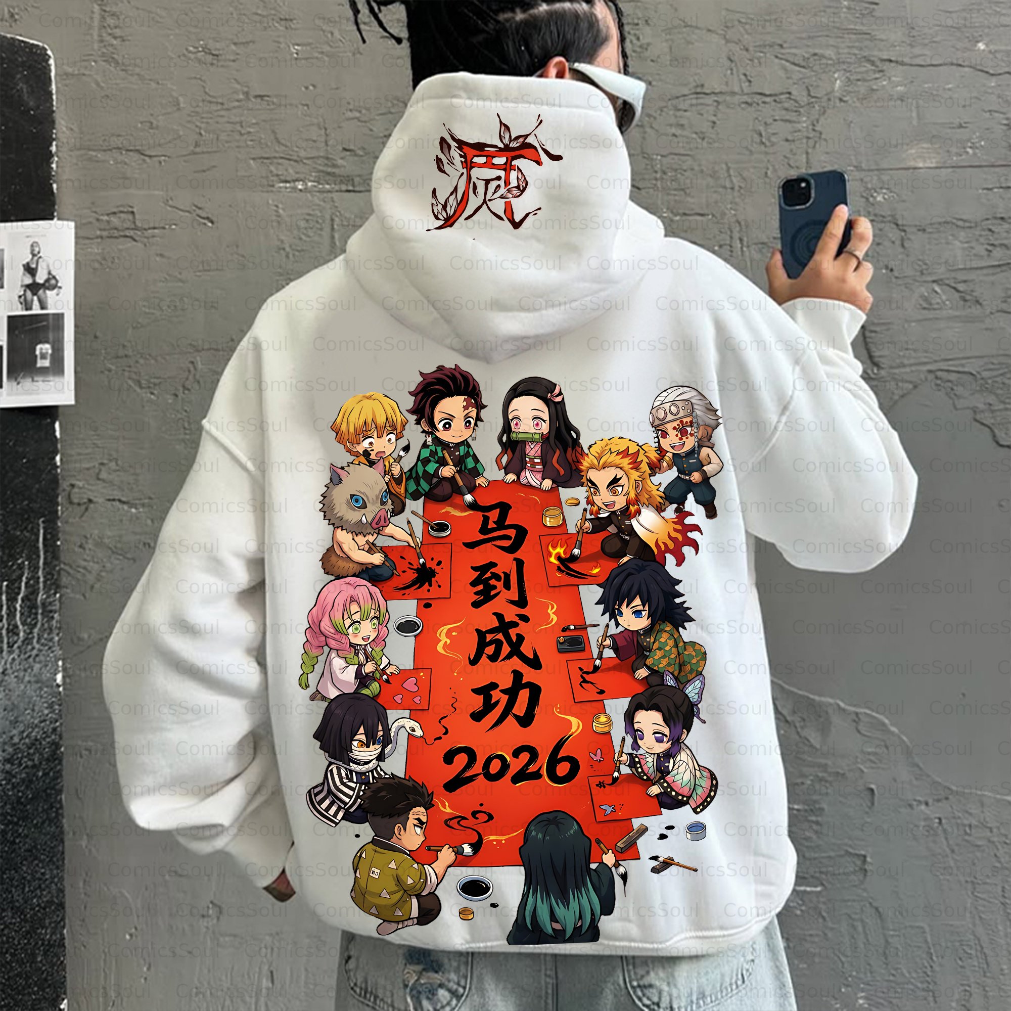 Plus Velvet Unisex Anime Graphic Streetwear Vintage Hoodie