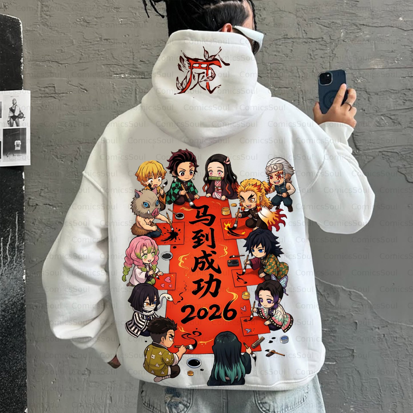 Plus Velvet Unisex Anime Graphic Streetwear Vintage Hoodie