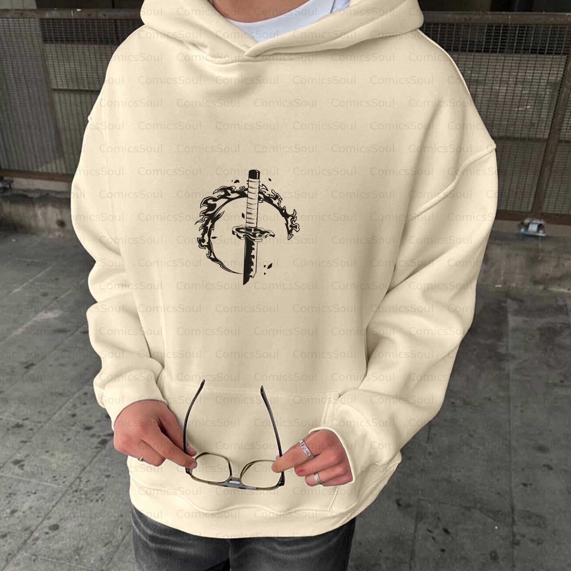 Plus Velvet Unisex Anime Graphic Streetwear Vintage Hoodie