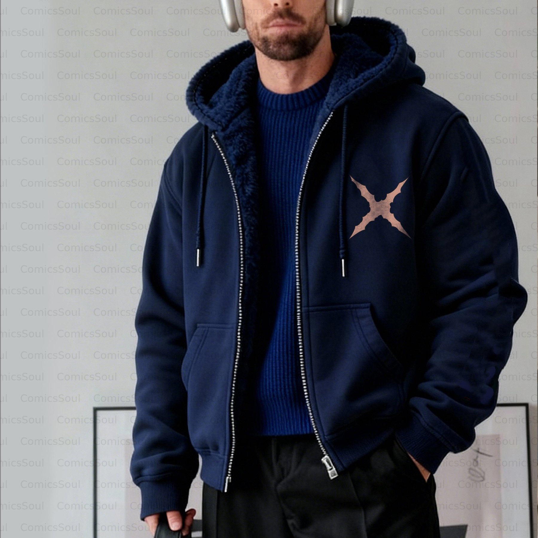 Unisex Graphic Streetwear Vintage Zipper Cardigan Plush Hoodie