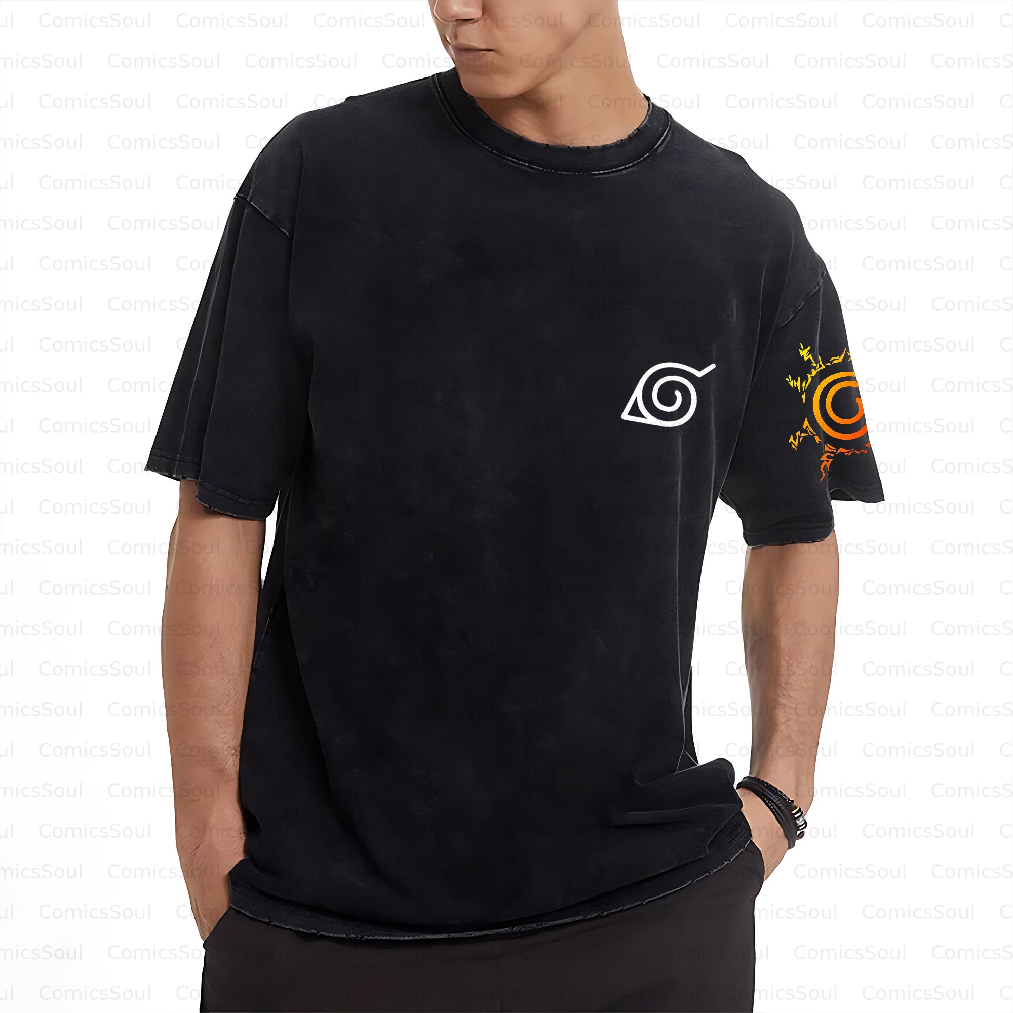 Unisex Anime Inspired Vintage Washed T-shirt