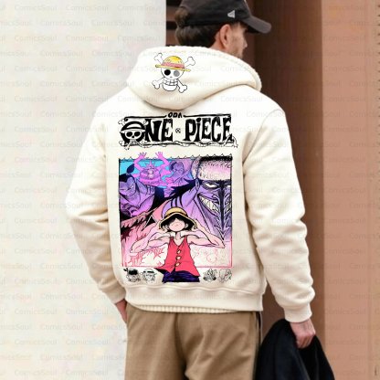 Unisex Graphic Streetwear Vintage Zipper Cardigan Plush Hoodie