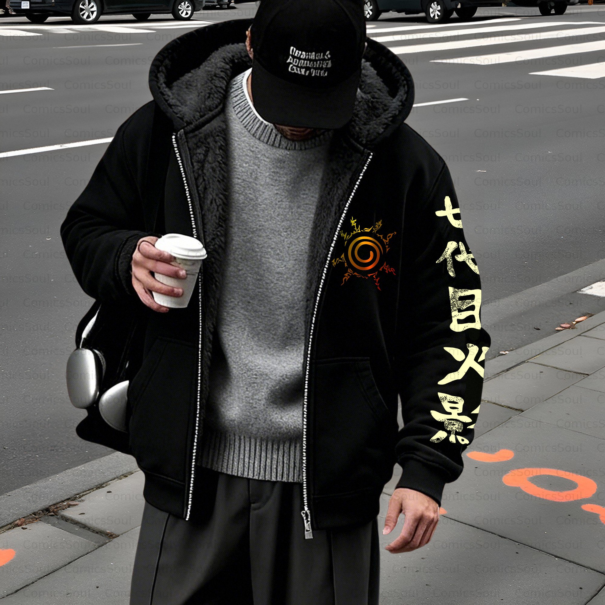 Unisex Graphic Streetwear Vintage Zipper Cardigan Plush Hoodie