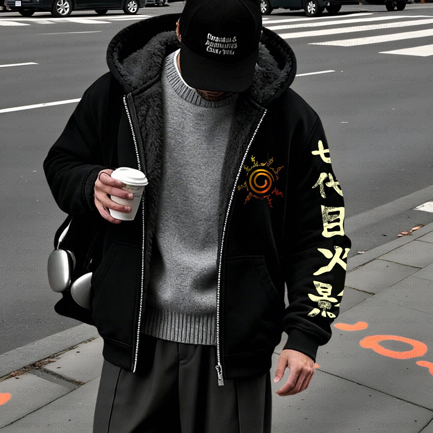 Unisex Graphic Streetwear Vintage Zipper Cardigan Plush Hoodie