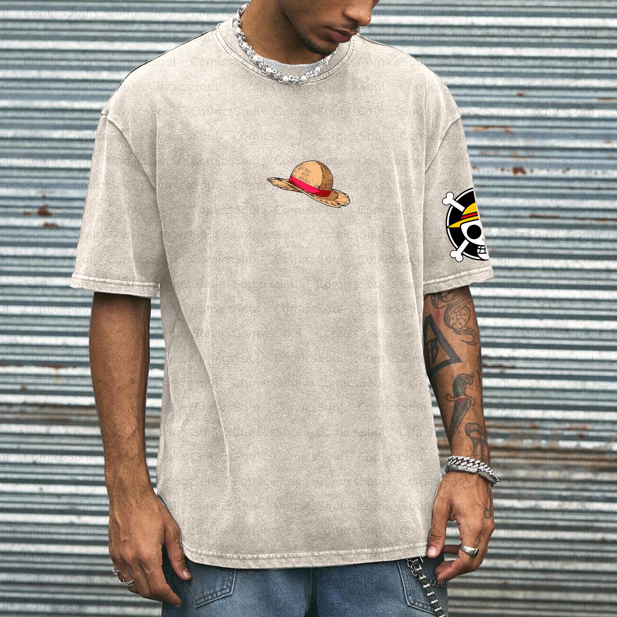 Unisex Anime Inspired Vintage Washed T-shirt