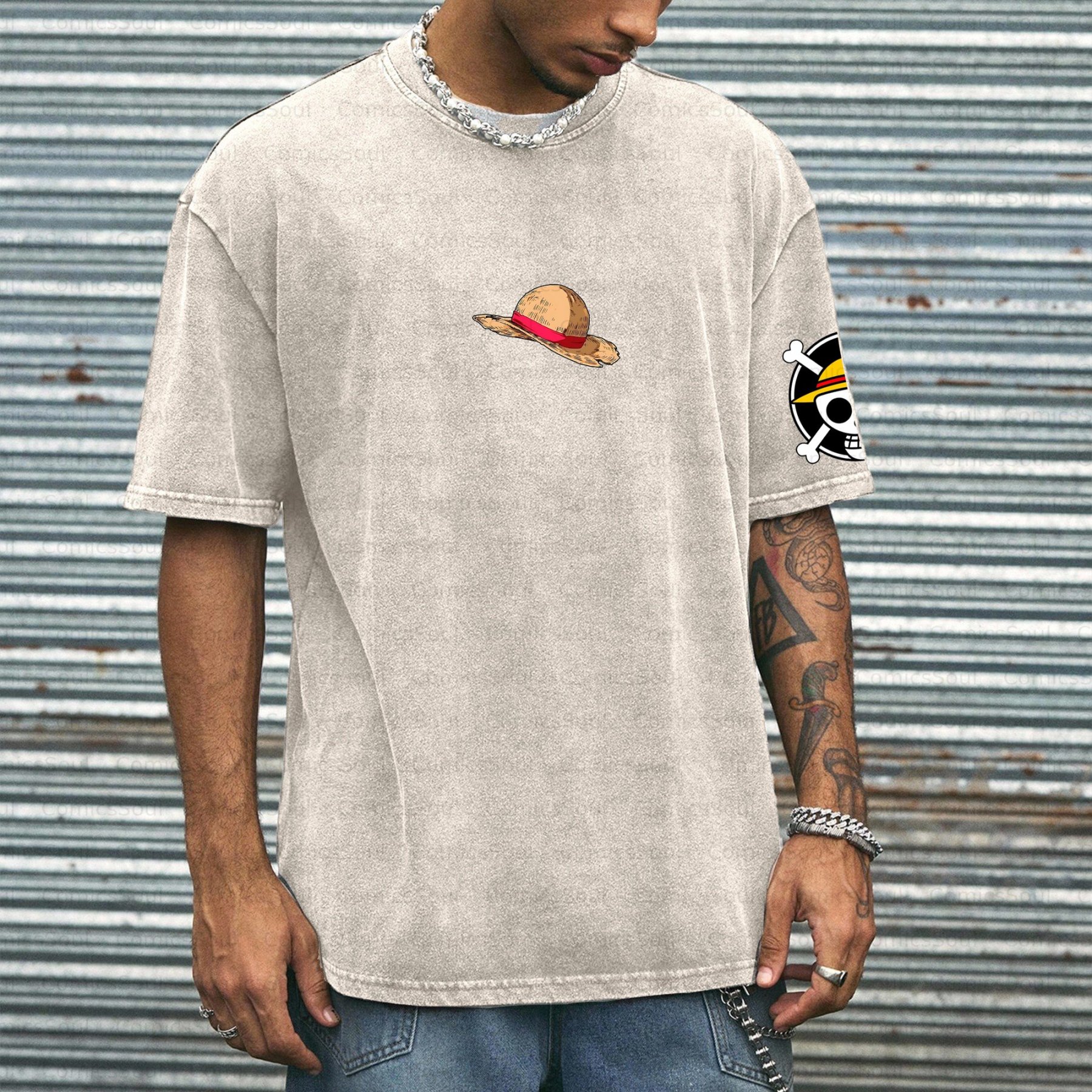 Unisex Anime Inspired Vintage Washed T-shirt