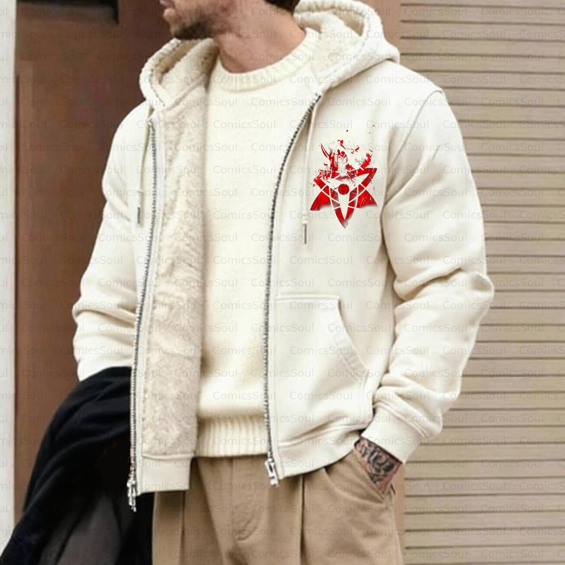 Unisex Graphic Streetwear Vintage Zipper Cardigan Plush Hoodie