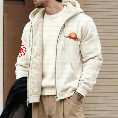 Unisex Graphic Streetwear Vintage Zipper Cardigan Plush Hoodie