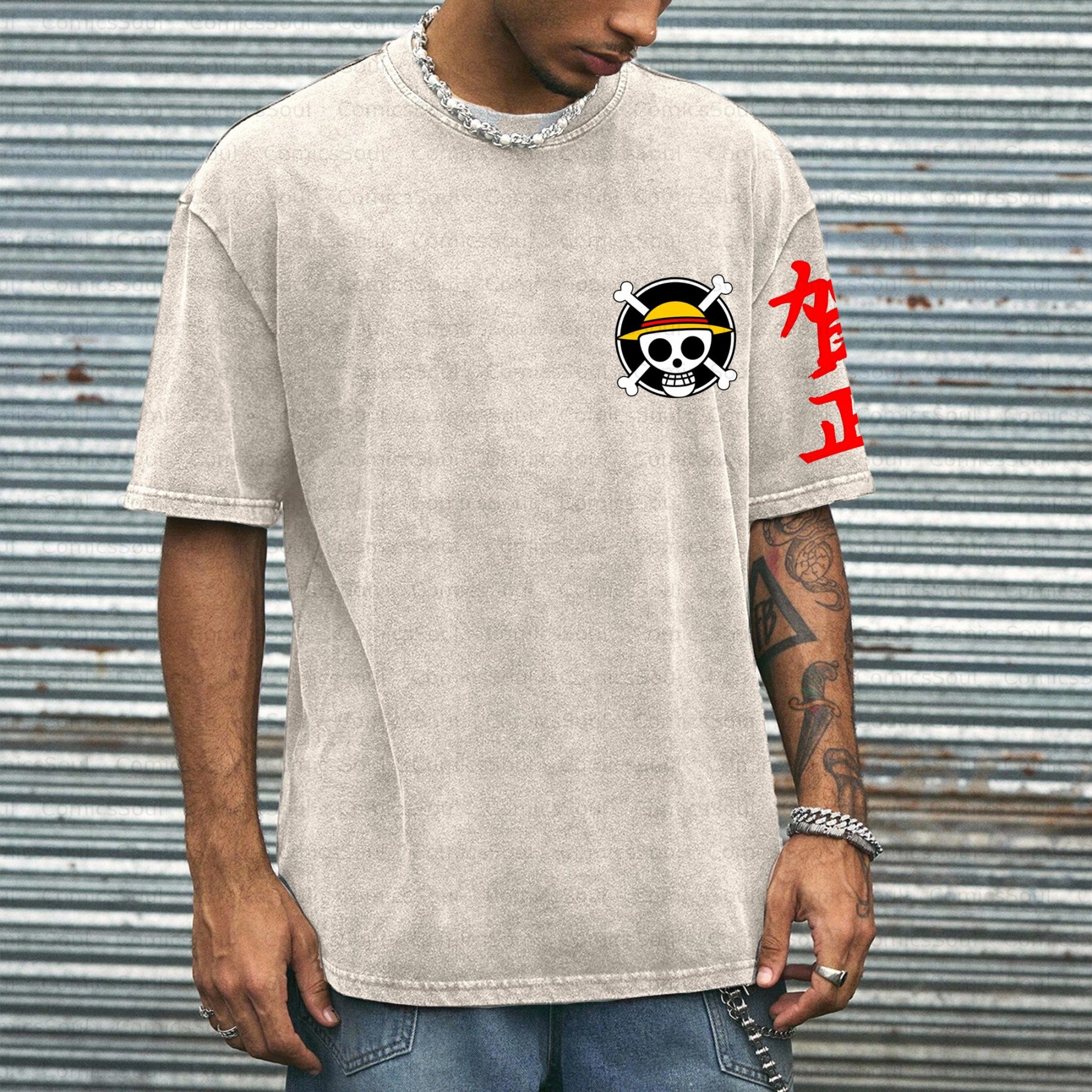 Unisex Anime Inspired Vintage Washed T-shirt