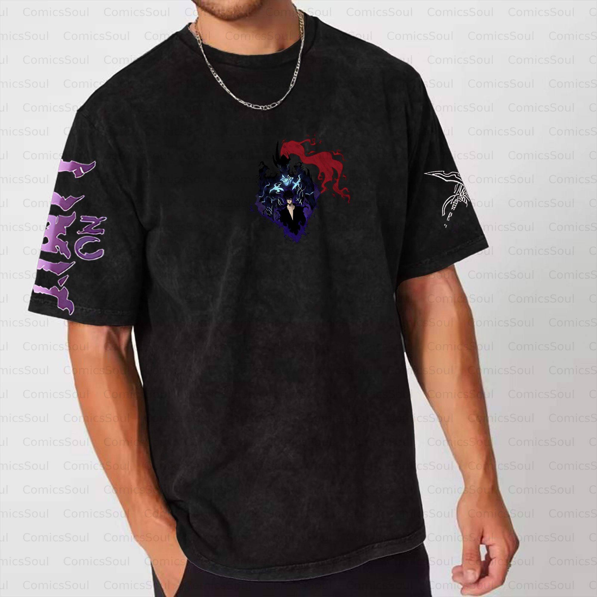 Unisex Anime Inspired Vintage Washed T-shirt