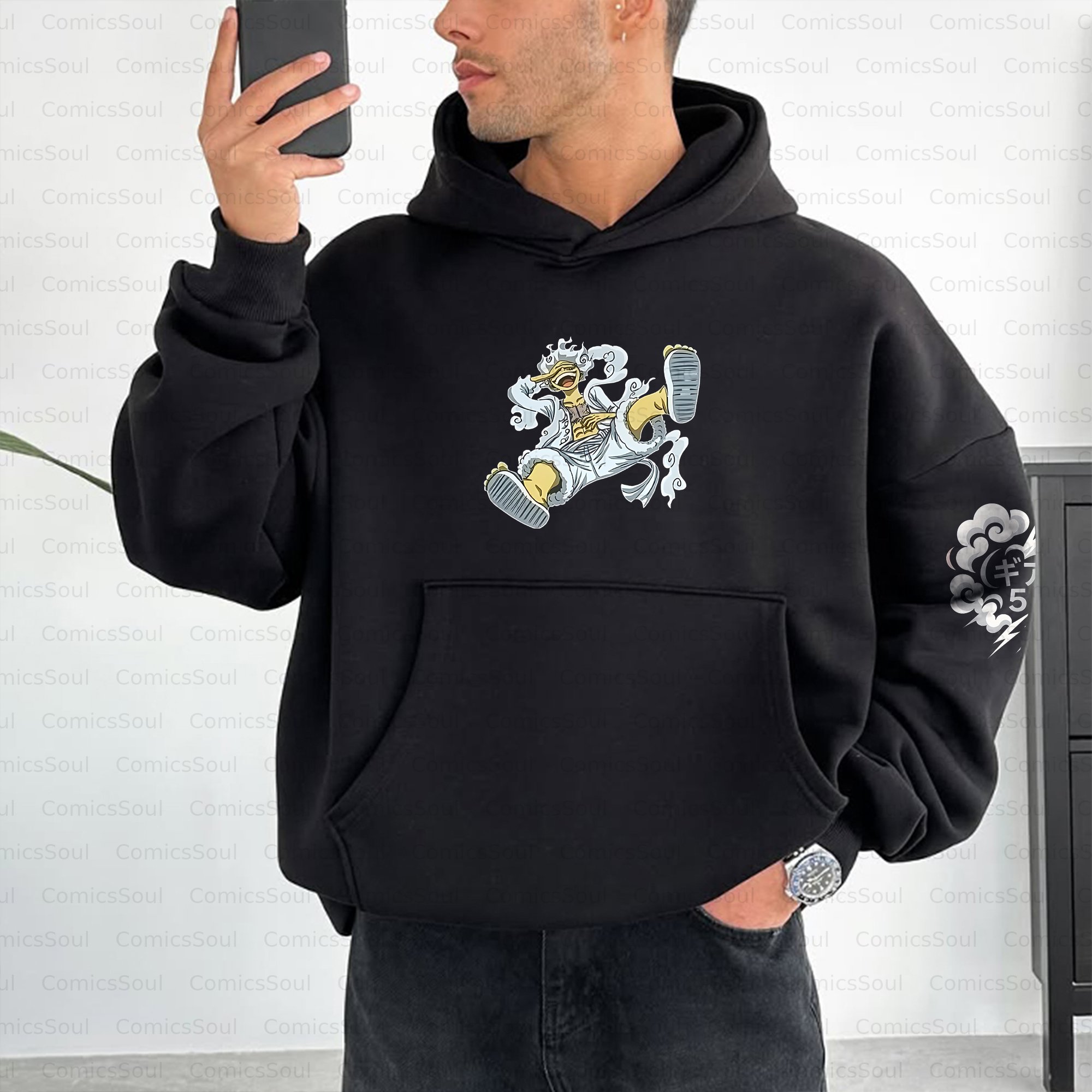 Plus Velvet Unisex Anime Graphic Streetwear Vintage Hoodie