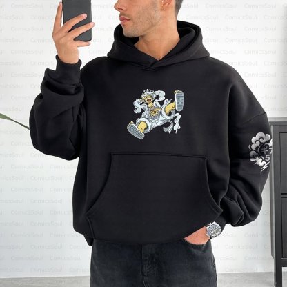 Plus Velvet Unisex Anime Graphic Streetwear Vintage Hoodie