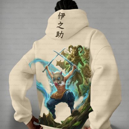 Plus Velvet Unisex Anime Graphic Streetwear Vintage Hoodie
