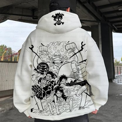 Plus Velvet Unisex Anime Graphic Streetwear Vintage Hoodie