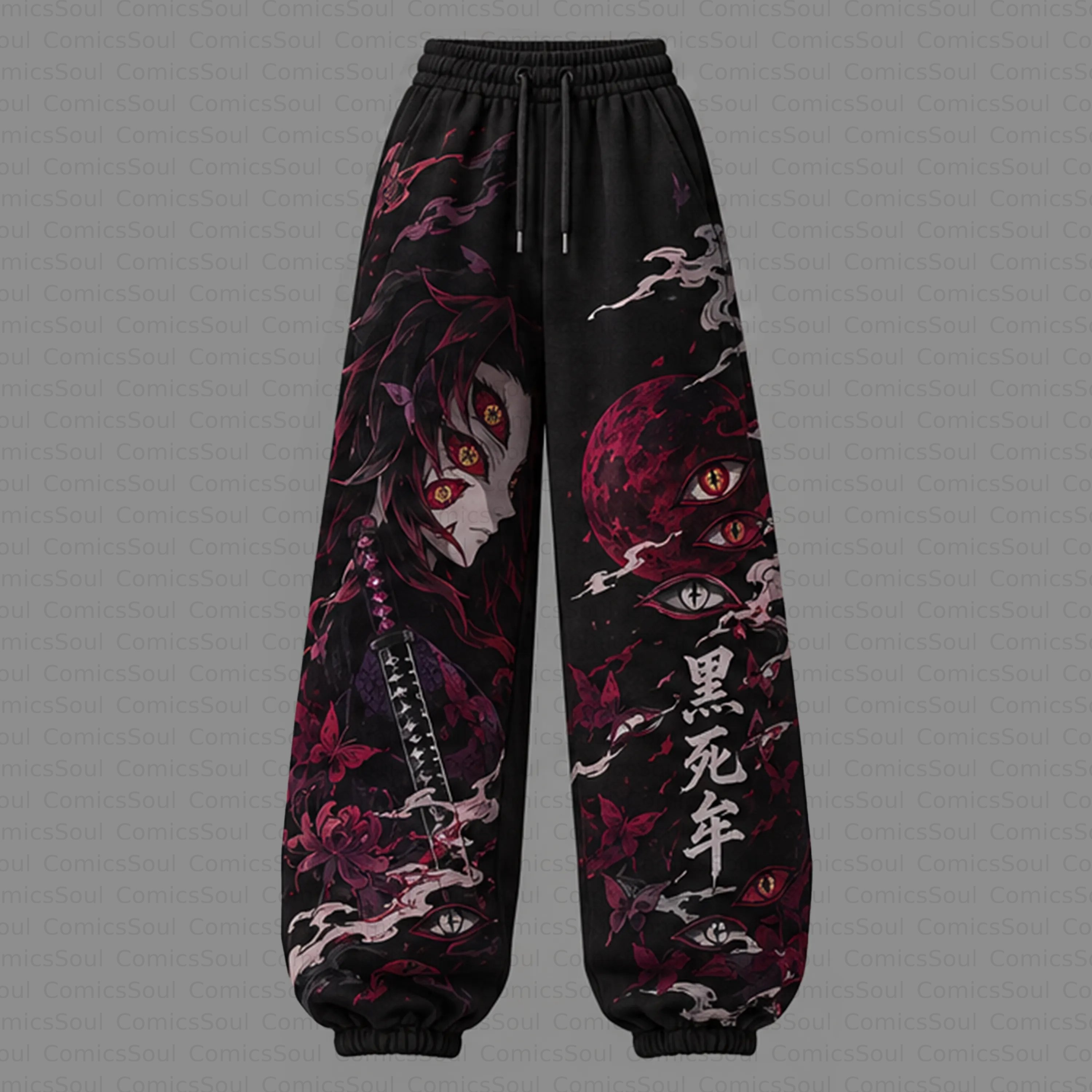 Demon Slayer Cropped Long Sleeve Hoodie & High Waist Jogger Pants Two Piece