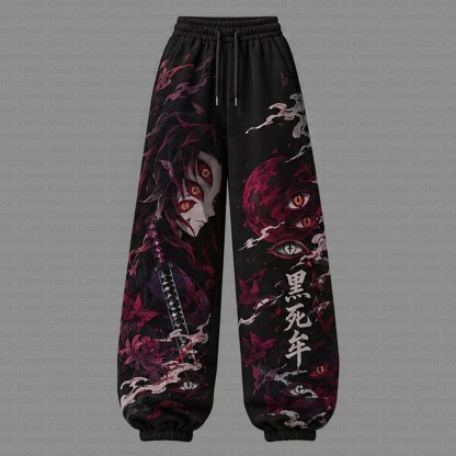 Demon Slayer Cropped Long Sleeve Hoodie & High Waist Jogger Pants Two Piece