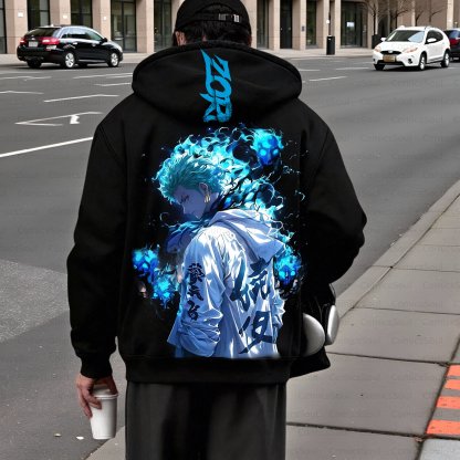 Unisex Graphic Streetwear Vintage Zipper Cardigan Plush Hoodie