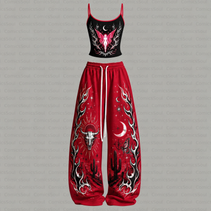 Woman Top & Elasticated Trousers Two-Piece Set