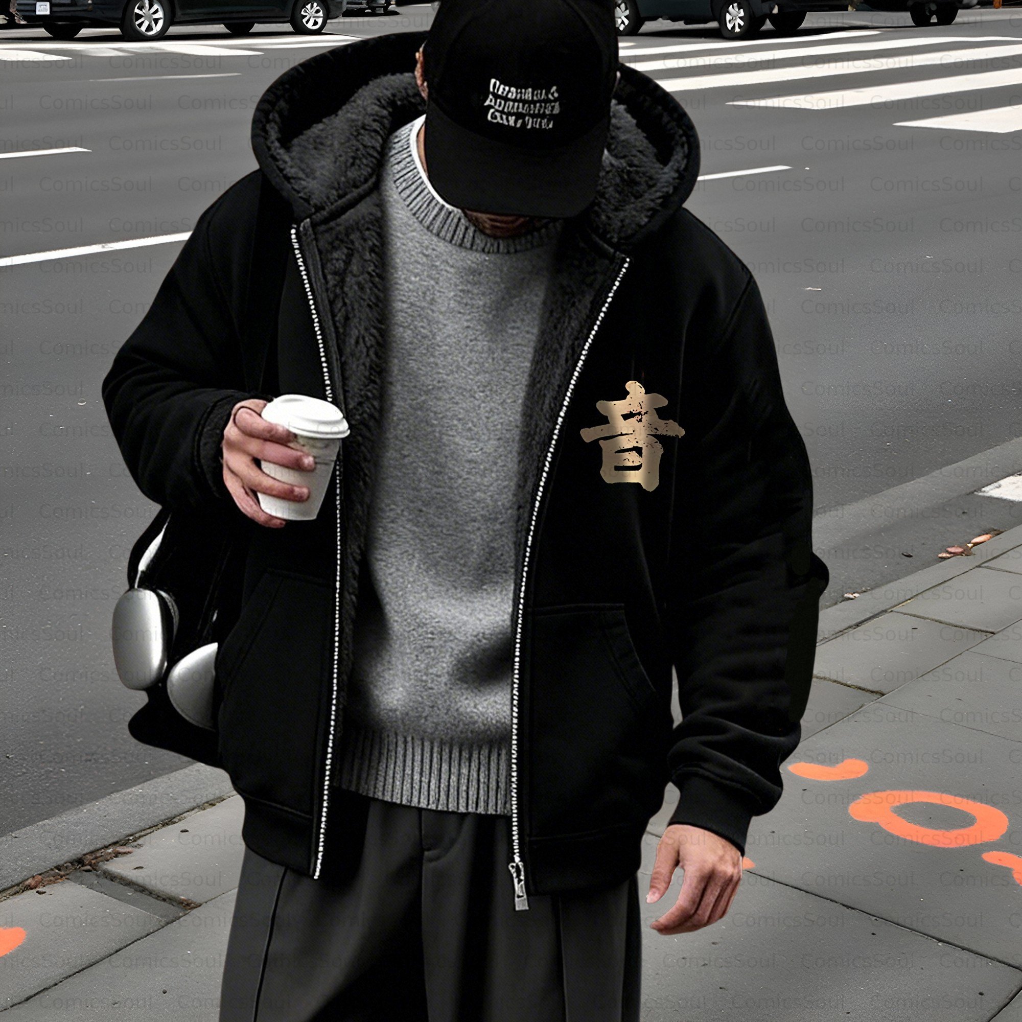 Unisex Graphic Streetwear Vintage Zipper Cardigan Plush Hoodie