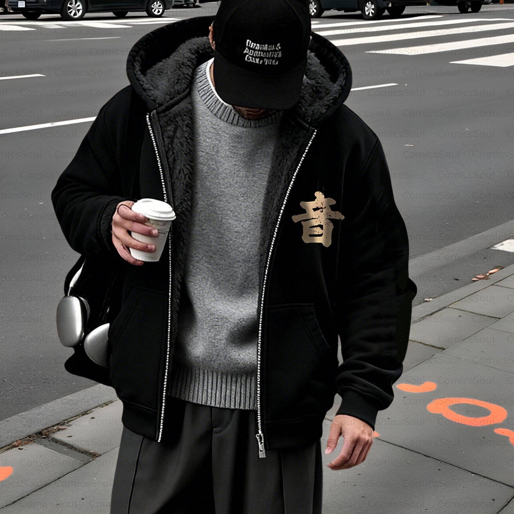 Unisex Graphic Streetwear Vintage Zipper Cardigan Plush Hoodie