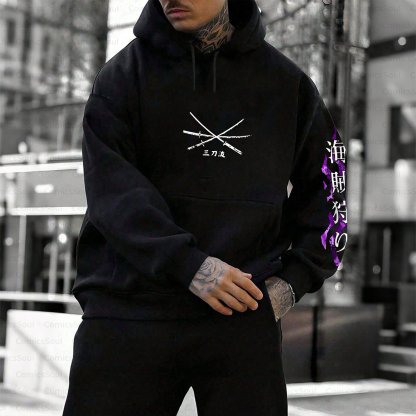 Plus Velvet Unisex Anime Graphic Streetwear Vintage Hoodie