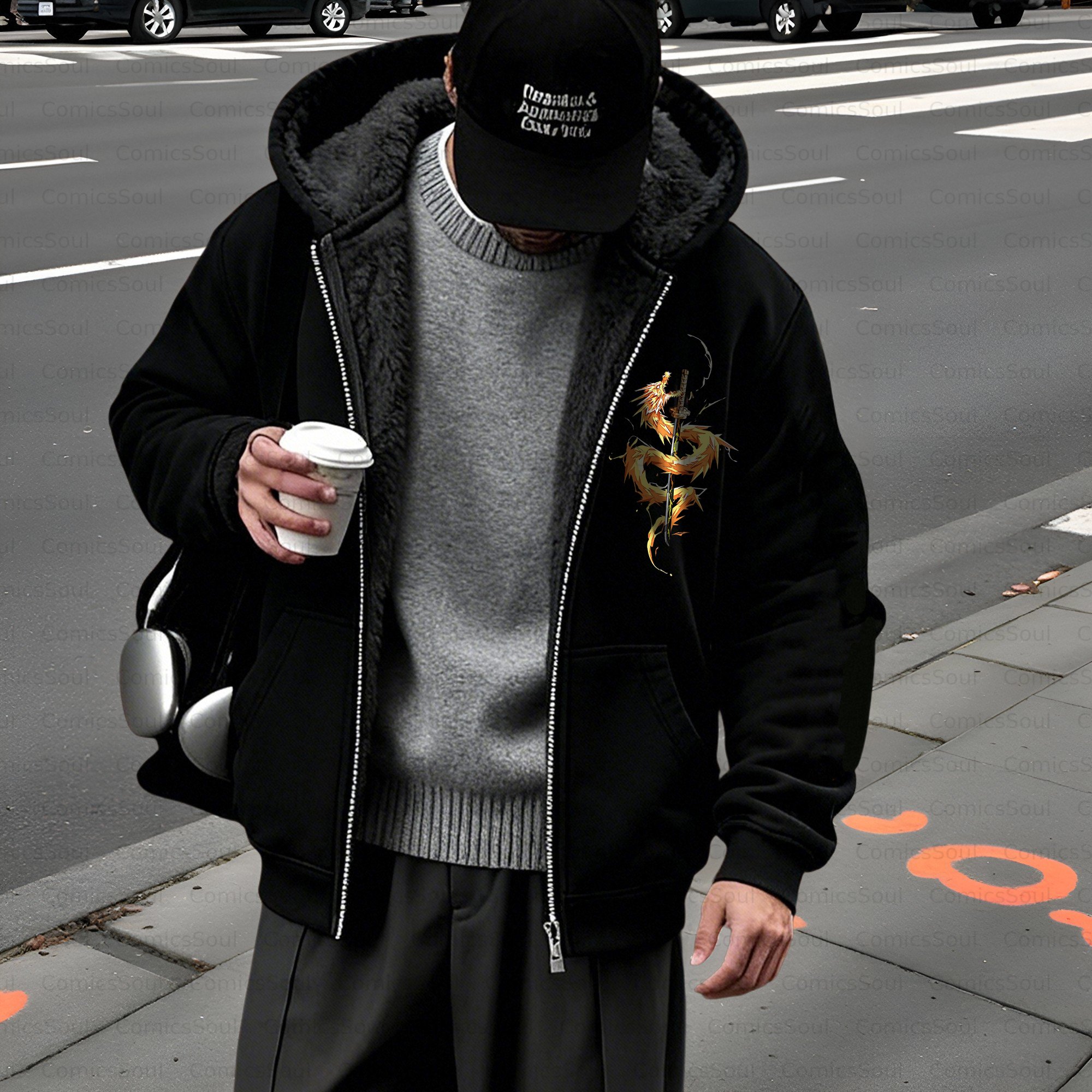 Unisex Graphic Streetwear Vintage Zipper Cardigan Plush Hoodie